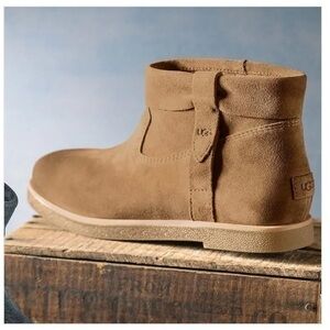 UGG Josefene Cuff Suede Ankle Boots 9 Brown Cowgirl Farm New